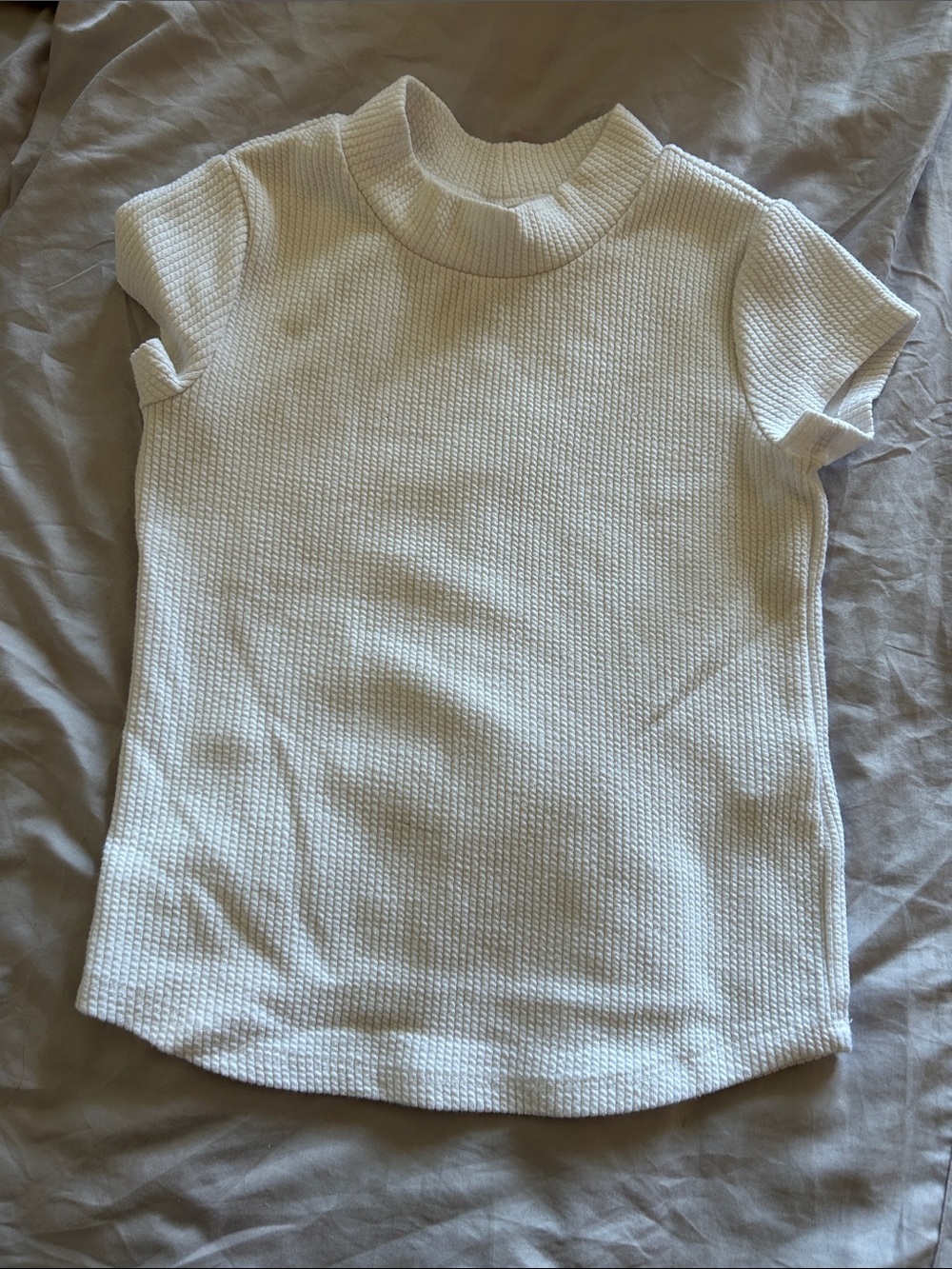 abercrombie kids White Textured Short Sleeve Tee